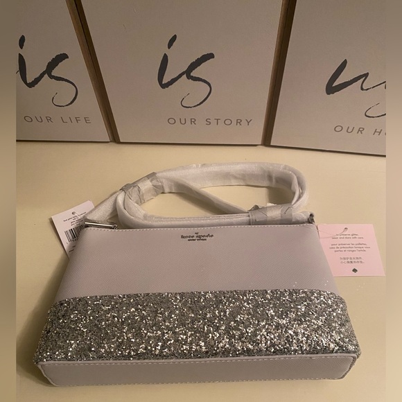 Kate Spade Silver Sparkle Crossbody Bag || Grey - Picture 15 of 15